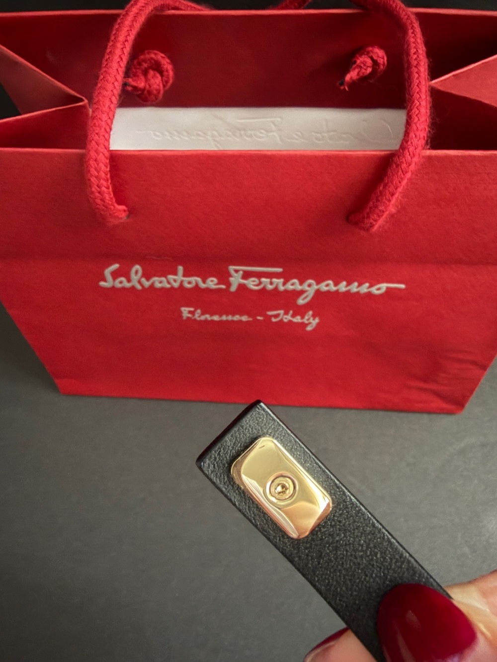 Salvatore Ferragamo Black Leather Double Wrap Bracelet with Gold Logo Clasp - Picture 4 of 7